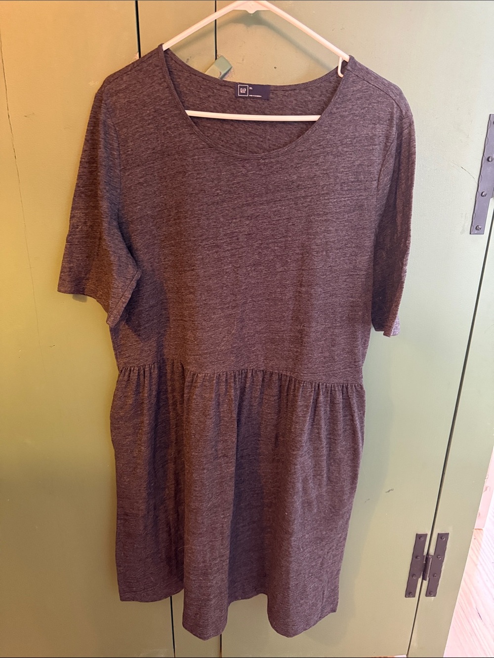 GAP Charcoal Heather Short Sleeve Babydoll Dress